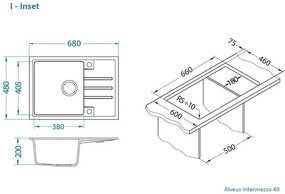 ALVEUS CZ INTERMEZZO 40/81 - beton (680x480mm)jed. sifon