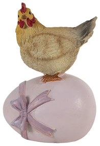 Dekorácia sliepočka na vajíčku s mašľou - 9*7*12 cm