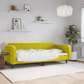 Denná posteľ žltá 90x200 cm zamat 354091