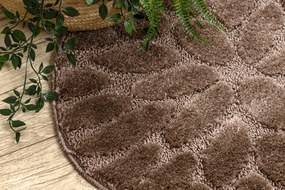 Kúpeľňový koberček SUPREME STONES kamienky, hnedý kruh