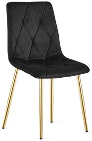 Čierna zamatová jedálenská stolička LIBRA so zlatými nohami