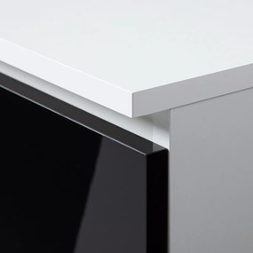Rohový písací stôl B16 124 cm biely/čierny ľavý