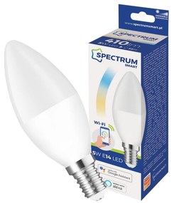 LED žiarovka E14 B35 5W = 35W 410lm CCT 160° SPECTRUM Smart TUYA WiFi Stmievateľná