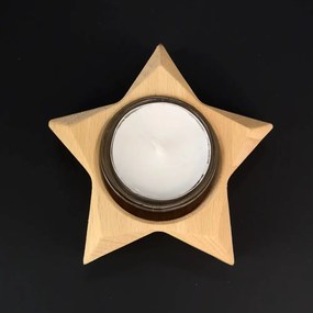 AMADEA Drevený svietnik v tvare hviezdy, masívne drevo, 10x3 cm