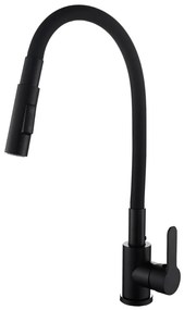 Gamma Flex 4000, stojanková drezová batéria s flexibilným ramenom, 2-funkčný výtok, čierna matná, GMA-BFX-4000BK