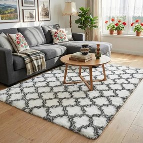 Protišmykový koberec DECOR biely / sivý 1