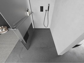Mexen Kioto+ L, sprchová zástena Walk-In s poličkou a vešiakom 80 x 200 cm, 8mm číre sklo-námraza, grafitový profil, 800-080-123-66-35