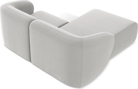 Svetlosivá zamatová rohová pohovka (ľavý roh/s leňoškou) Lani – Makamii