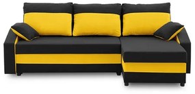 Rohová rozkladacia sedacia súprava HEWLET PLUS color Čierna + žltá