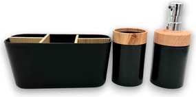 Orion Súprava 3 organizérov do kúpeľne TUKAN, čierna/drevo