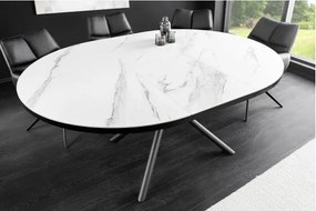 Rozkladací jedálenský stôl Mikado 46503 120/160x90cm Ceramik white marble  - Komfort-nábytok