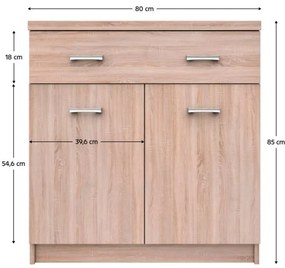 Kondela Komoda 2D1S, dub sonoma, TOPTY TYP 19