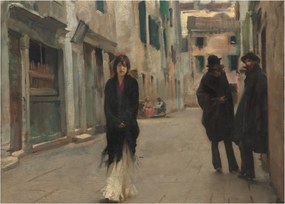 Sklenený obraz - John Singer Sargent, Street in Venice, reprodukcia (70x50 cm)