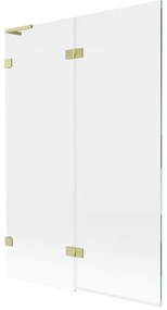 Mexen Lunar L, 2-krídlová vaňová zástena ľavá 120 x 150 cm, číre sklo, zlatá matná, 897L-120-100-55-00-L