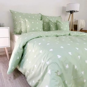 Bavlnené posteľné obliečky SRDIEČKA MINT jednolôžko