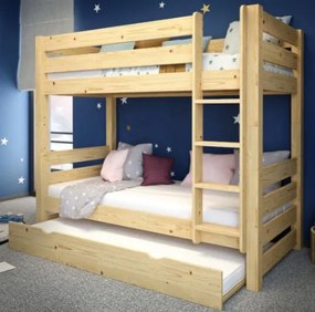 Detská poschodová posteľ z masívu borovice HONZA - 200x90 cm - prírodná