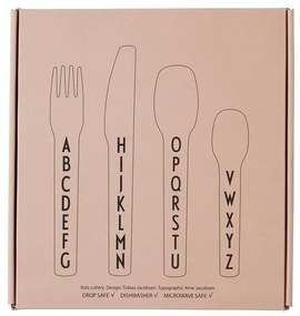 4-dielna súprava ružových detských príborov Design Letters
