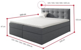 Čalúnená posteľ boxspring NUMBER 1, 140x200, ianri 100
