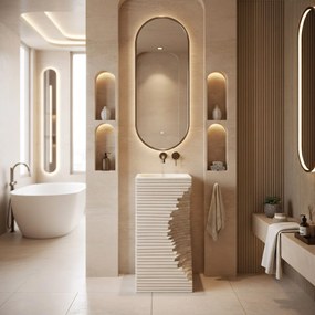 Rea Travena Square, voľne stojace umývadlo 400×400×840 mm, béžová-ecru, REA-U3534