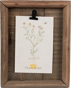 Hnedý antik drevený fotorámik s klipom Clipp - 21*3*16 cm / 9*13 cm