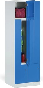 Kovová šatníková skrinka S1 Z, 4 oddiely, 1850 x 600 x 500 mm, zámok s čítačkou RFID kariet, červené dvere