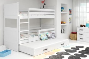 Poschodová posteľ s prístelkou RICO 3 - 160x80cm - Biely - Biely
