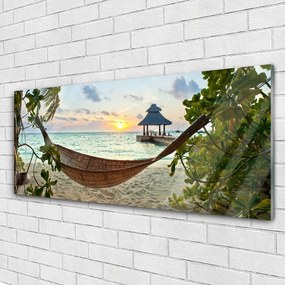 Obraz na akrylátovom skle Pláž hamaka more krajina 125x50 cm