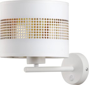 TK-LIGHTING Dizajnové nástenné osvetlenie s vypínačom TAGO WHITE, 1xE27, 60W, bielozlaté