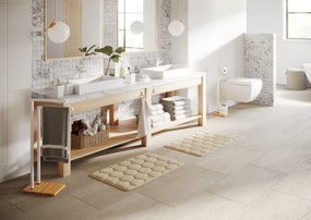 BISK Erga Pure, voľne stojaci 2-ramenný držiak na uteráky 385x200x780 mm, biela-hnedá, ERG-07620