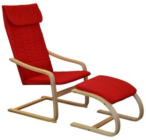 Relaxačné pohupovací kreslo z ohýbaného dreva ANAFI — masív buk, viac farieb Červená