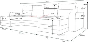 Rozkladacia sedacia súprava do U VALERIO 305x140 cm, tmavozelená