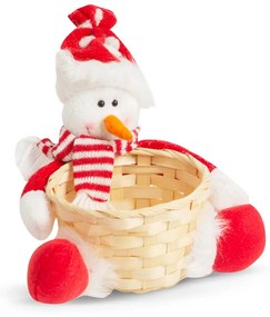 Vianočný košík - snehuliak - 18 x 17 cm