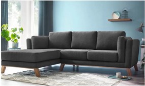 Tmavosivá trojmiestna pohovka s leňoškou Bobochic Paris Seattle, ľavý roh