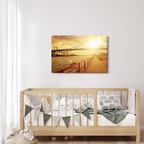 Obraz mosta pri západe slnka (90x60 cm)