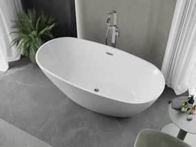 Mexen Eris, voľne stojaca vaňa 180 x 80 cm, biela, chrómový prepad, 53441808000-01