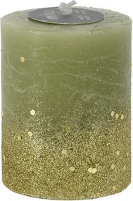 Vianočná sviečka Rustic v svetlozelenej farbe 9 cm