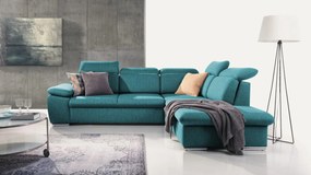 Rohová sedačka Aldon, petrolejová štruktúrovaná látka, pravý roh