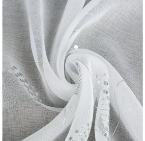 DECOREUM  záclona so striebornou kvetinovou potlačou 300 cm x 250 cm biela 100 % polyester 101236