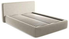 Krémovobiela čalúnená dvojlôžková posteľ s úložným priestorom s roštom 160x200 cm Kiana – Makamii