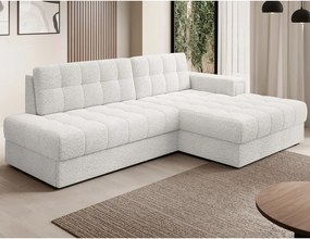 Krémovobiela rozkladacia rohová pohovka z textílie buklé (pravý roh/s leňoškou) Blezalt – ELTAP