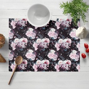 Biante Zamatové prestieranie na stôl Tamara TMR-011 Kvetiny na čiernom 35x45 cm
