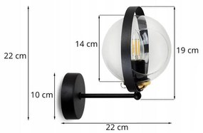 Nástenné svietidlo Ring, 1x transparentné sklenené tienidlo, (výber z 3 farieb uchytenia)