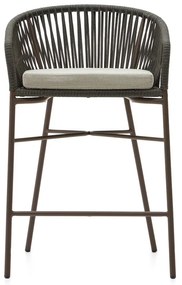 Zelená kovová/polstrovaná záhradná barová stolička Yanet – Kave Home