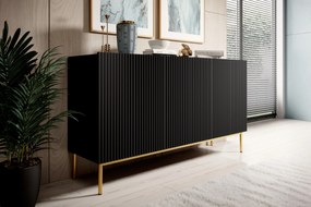 Komoda Nicole 150 cm - čierny mat / zlatá