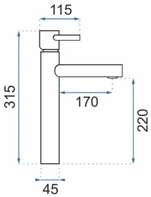 Rea Tess, vysoká umývadlová batéria h-315, zlatá matná, REA-B5660