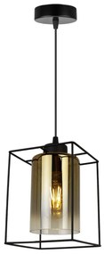 Závesné svietidlo Hella Cage, 1x zlaté sklenené tienidlo v kovovom ráme