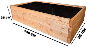 Drevený vyvýšený záhon, 156 x 96 x 36 cm