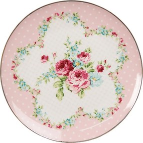 Ružový porcelánový dezetný tanierik Laverne - Ø 20*2 cm