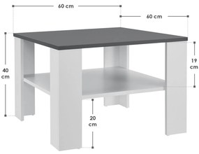 Konferenčný stolík 60x60cm - biely/tmavošedý