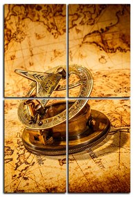 Obraz na plátne - Kompas na mape antického sveta - obdĺžnik 7999D (90x60 cm)